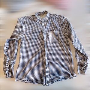ben sherman casual button down blue white checkered long sleeve shirt - sz L